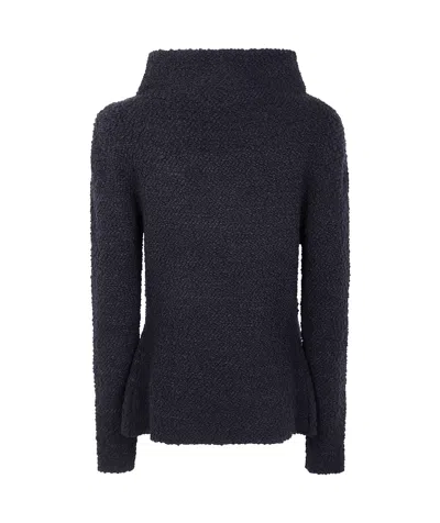 Alberta Ferretti Asymmetric Wool Blend Jacket With High Neck In Black