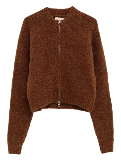 Paloma Wool Hasta Luego Zip-up Cardigan In Brown