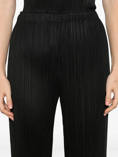 Issey Miyake Pleats Please  Pleated Straight Trousers In Black