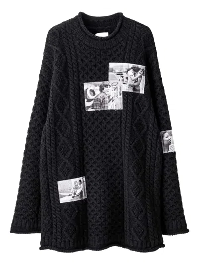 Takahiromiyashita The Soloist Takahiromiyashita Thesoloist. Joseph Szabo Photo Patch Wool Fisherman Sweater In Black