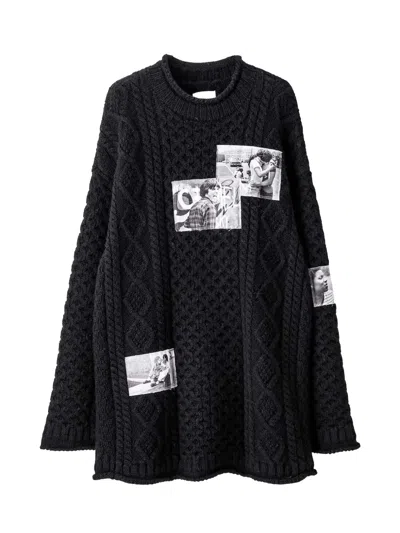 Takahiromiyashita The Soloist Takahiromiyashita Thesoloist. Joseph Szabo Photo Patch Wool Fisherman Sweater In Black