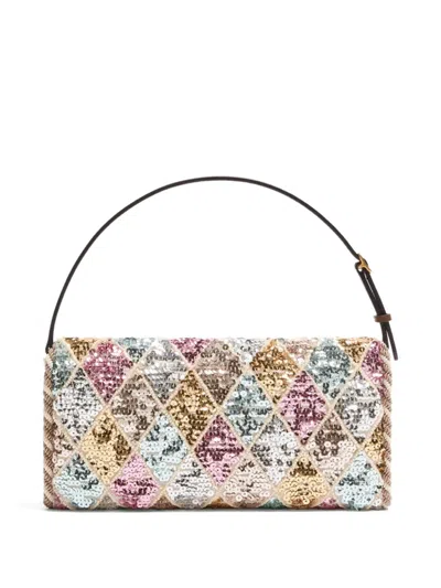 Valentino Vain Small Diamond Sequin-embroidered Shoulder Bag In Pink
