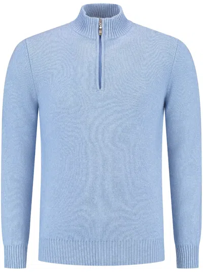 Doriani Cashmere Half-zip Cashmere Jumper In Blue