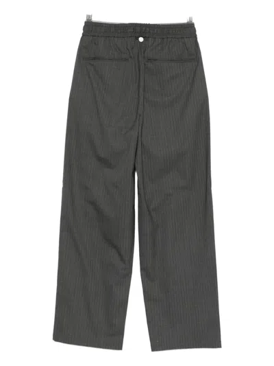 Attachment Pinstripe-pattern Drawstring Trousers In Gray