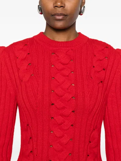 Alexander Mcqueen Ribbed And Cable-knit Wool And Cashmere-blend Mini Dress In Red