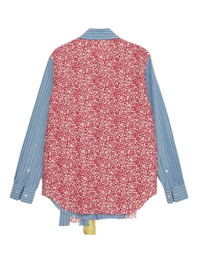 Edward Cuming Patchwork Shirt In Blue