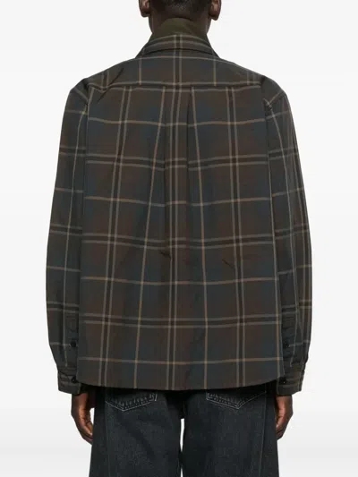 Sacai Check-print Layered Shirt In Brown