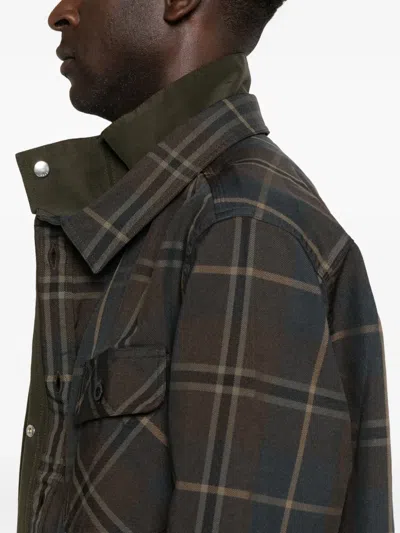 Sacai Check-print Layered Shirt In Brown