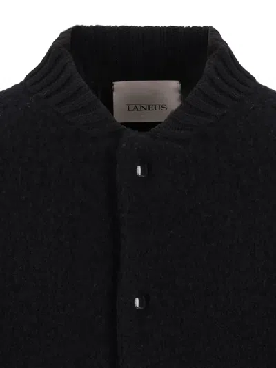 Laneus Boucle Buttoned-up Bomber Jacket In Black