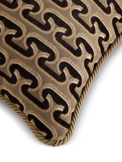 Soho Home Budleigh Geometric-pattern Square Cushion In Brown