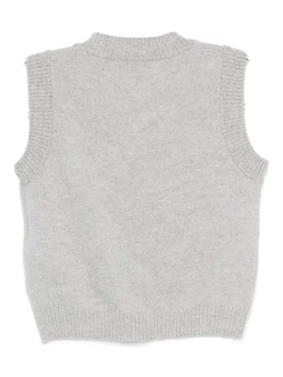 Il Gufo V-neck Sleeveless Sweater In Gray