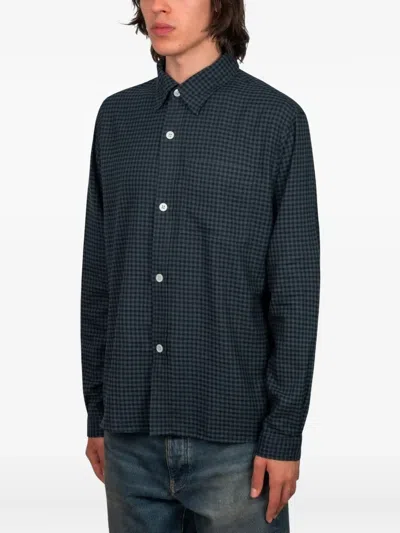 Another Aspect Gingham-check Shirt In Blue