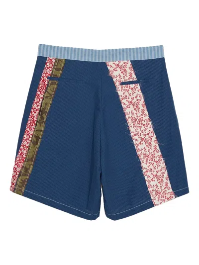 Edward Cuming Patchwork Performance Shorts In Blue