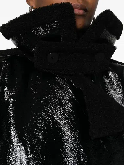 Ottolinger Black Oversized Split Faux-shearling Coat In Black
