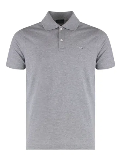Paul & Shark Short-sleeved Cotton Polo Shirt For Casual Style In Gray
