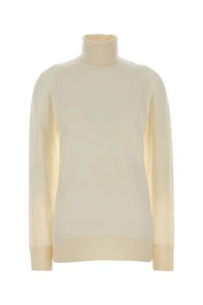 The Row Ivory Cashmere Lizzy Sweater In White