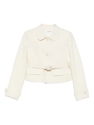 P.a.r.o.s.h Belted Buttoned Jacket In Neutral