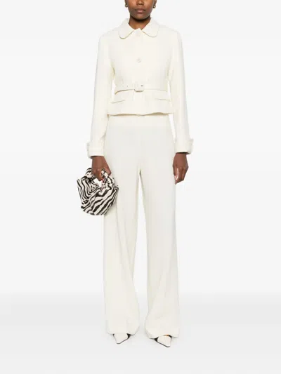 P.a.r.o.s.h Belted Buttoned Jacket In Neutral