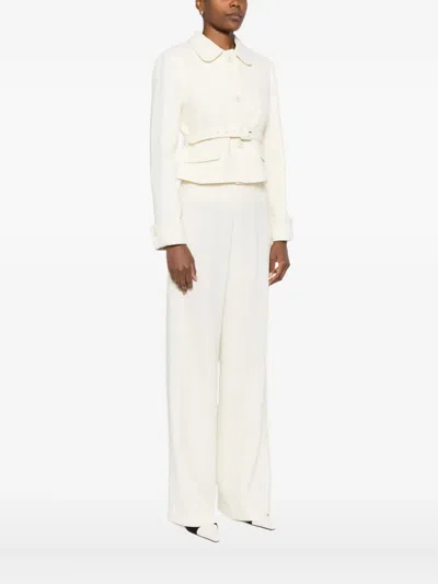 P.a.r.o.s.h Belted Buttoned Jacket In Neutral