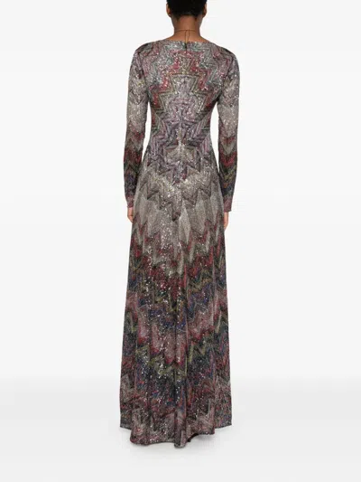 Missoni Langes Kleid Mit V-ausschnitt Und Zickzackmuster In Multi