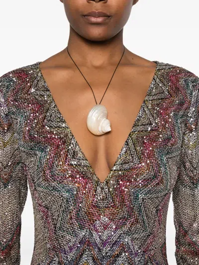 Missoni Langes Kleid Mit V-ausschnitt Und Zickzackmuster In Multi