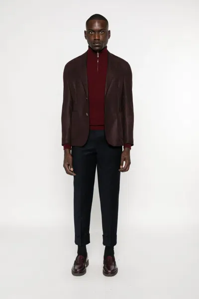 Barba Napoli Patch-pocket Button-front Blazer In Brown