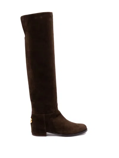 Dolce & Gabbana Suede Boots In Brown