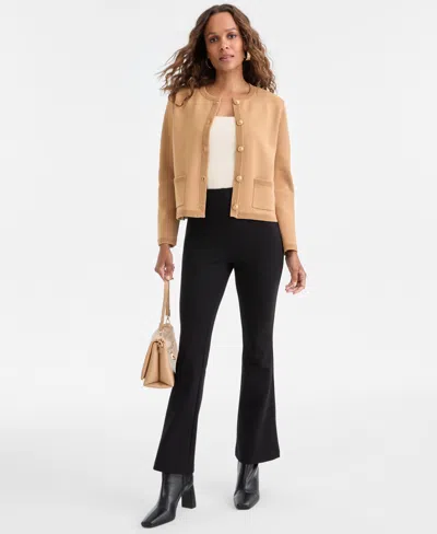 Inc International Concepts Petite Structured Long-sleeve Sweater Jacket, Macy's Exclusive In Brown