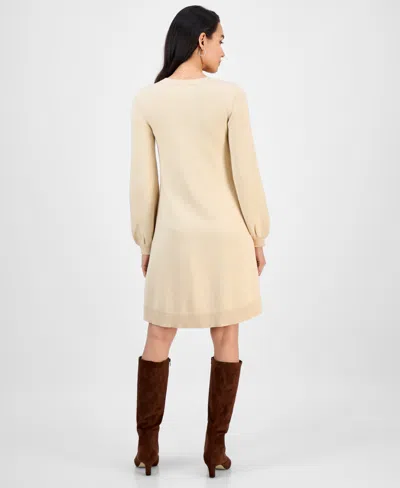 Sandra Darren Women's Cable-knit Long-sleeve Sweater Dress In Neutral