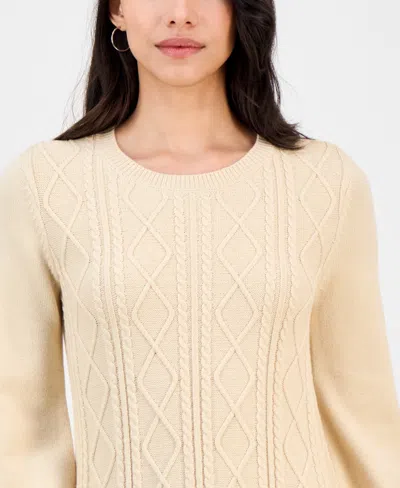 Sandra Darren Women's Cable-knit Long-sleeve Sweater Dress In Neutral