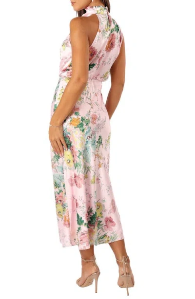 Petal And Pup Petal & Pup Anabelle Floral Mock Neck Satin Cocktail Dress In Multi