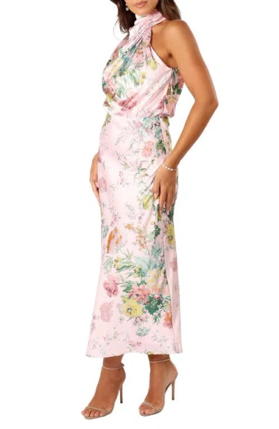 Petal And Pup Petal & Pup Anabelle Floral Mock Neck Satin Cocktail Dress In Multi