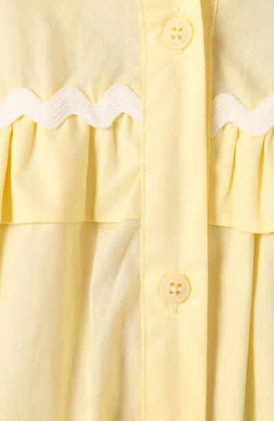 Petal And Pup Petal & Pup Shively Puff Sleeve Ruffle Cotton Shirtdress In Yellow