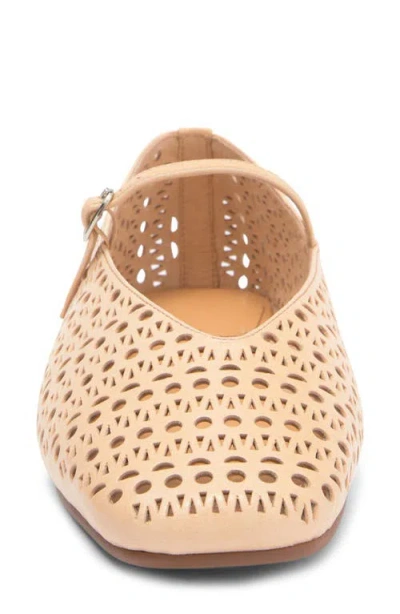 Jeffrey Campbell Khloe Perforated Square Toe Flat In Nude