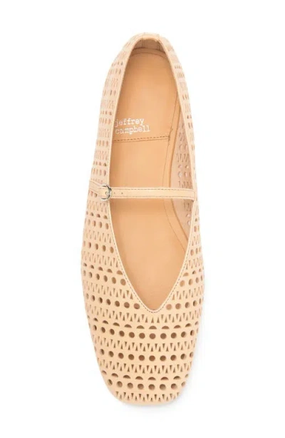 Jeffrey Campbell Khloe Perforated Square Toe Flat In Nude