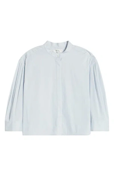 Frame The Modern Puff Sleeve Cotton Button-up Shirt In Blue