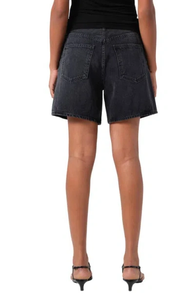 Agolde Dame High Waist Mid Length Relaxed Denim Shorts In Brown