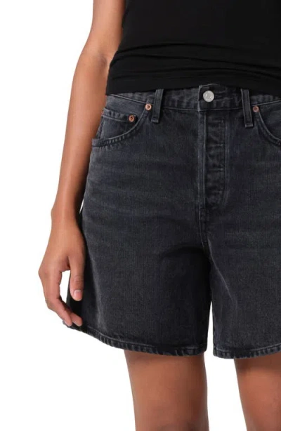 Agolde Dame High Waist Mid Length Relaxed Denim Shorts In Brown