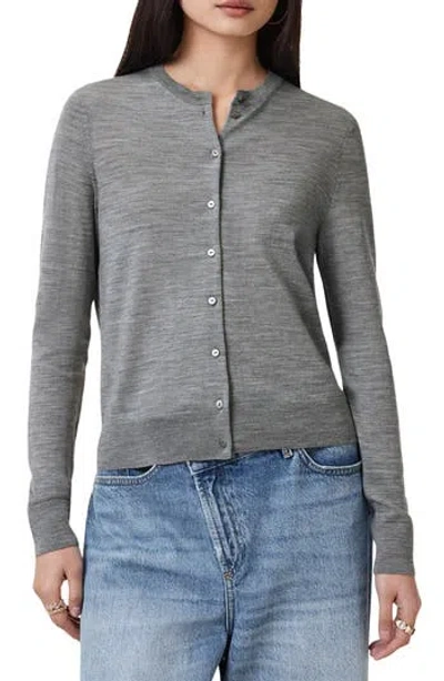 Allsaints Anouk Slim Fit Merino Wool Cardigan In Gray