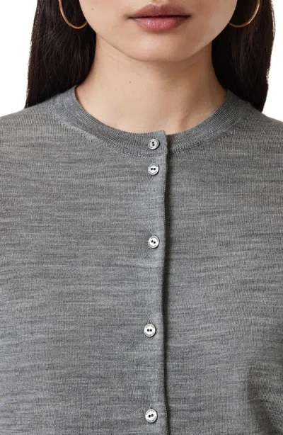 Allsaints Anouk Slim Fit Merino Wool Cardigan In Gray