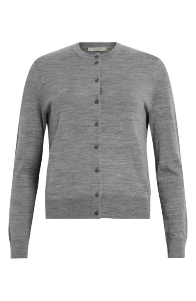 Allsaints Anouk Slim Fit Merino Wool Cardigan In Gray