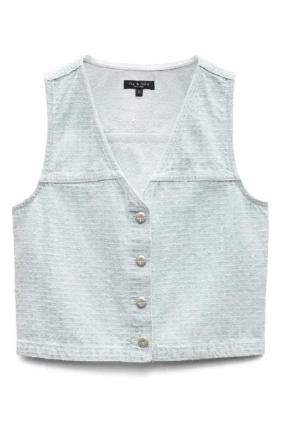 Rag & Bone Juliana Tweed Button-front Vest In Sky Blue Tweed In Blue