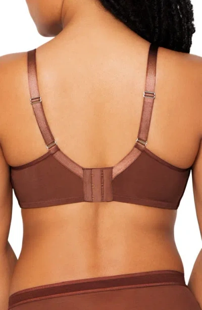 Curvy Couture Full Figure Mesh Underwire Bra In Brown