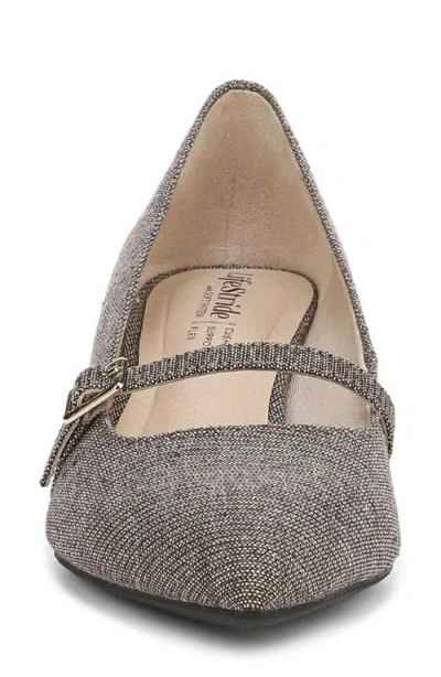Lifestride Women's Madelyn Mary Jane Pointed Toe Kitten Heel Pumps In Gray