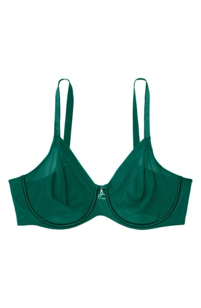 Curvy Couture Full Figure Mesh Underwire Bra In Green
