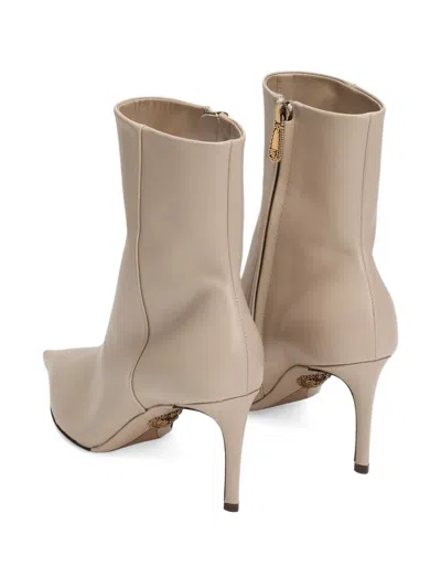 Dolce & Gabbana 75mm Pointed-toe Zip Boots In Neutral