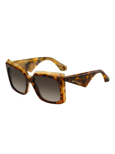 Etro Tortoiseshell Geometric Sunglasses In Brown