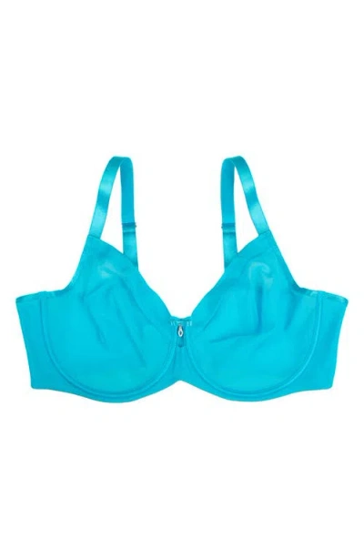 Curvy Couture Full Figure Mesh Underwire Bra In Blue