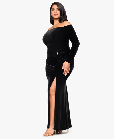 Xscape Women's Off The Shoulder Maxi Dress In Black