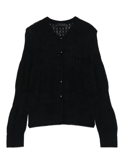 Liu •jo Button-front Open-knit Cardigan In Black